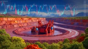 Illustration of the sudden closure of a major lithium mine in China impacting global markets.