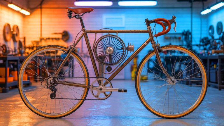 Illustration of a bicycle powered by a 200-year-old Stirling engine operating solely on heat.