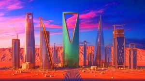 Illustration of Saudi Arabia's Neom project facing financial adjustments and strategic recalibrations.