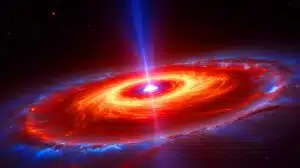 Illustration of a fast-growing black hole in the early universe.