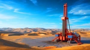 Illustration of China's deep-Earth drilling project in the Taklimakan Desert.