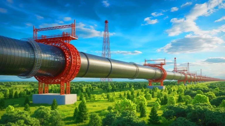 Illustration of the strategic gas pipeline connecting Russia and China.