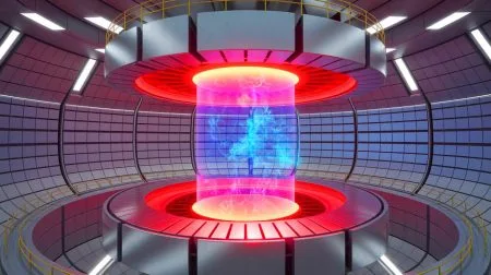 Illustration of China's Experimental Advanced Superconducting Tokamak (EAST) achieving record-breaking plasma temperatures.