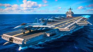 “They Can Launch Stealth Jets Now”: China’s Fujian Carrier Tests J-35 Fighters As South China Sea Power Balance Tilts Sharply Illustration of China's Fujian aircraft carrier launching advanced naval aircraft.