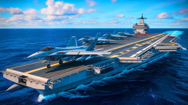“They Can Launch Stealth Jets Now”: China’s Fujian Carrier Tests J-35 Fighters As South China Sea Power Balance Tilts Sharply Illustration of China's Fujian aircraft carrier launching advanced naval aircraft.