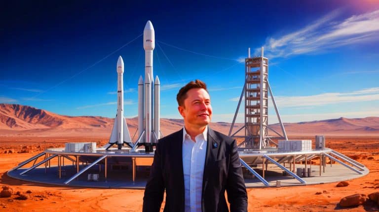 “Mars Is 20 Years Away Again”: Elon Musk Admits His Space Colony Dreams Are Failing While SpaceX Burns Billions Illustration of Elon Musk Discussing Future Mars Colonization Timelines.