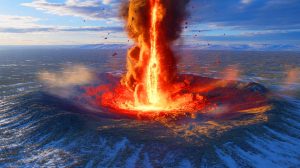 Illustration of the Popigai crater formed by a meteorite impact in Siberia.