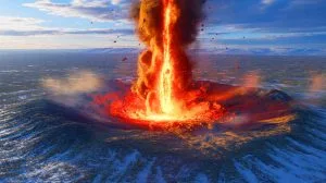 Illustration of the Popigai crater formed by a meteorite impact in Siberia.