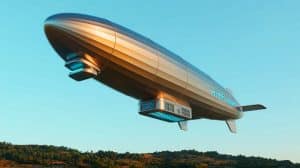 Illustration of a hydrogen-powered airship designed for advanced surveillance and military applications.