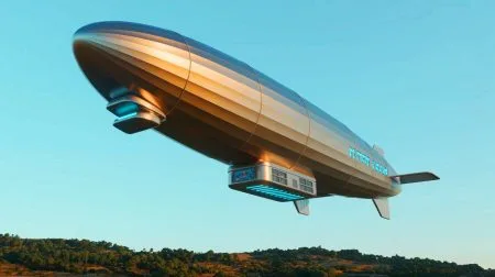 Illustration of a hydrogen-powered airship designed for advanced surveillance and military applications.