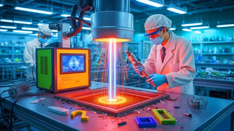 Illustration of flash Joule heating process for recovering rare earth elements from discarded magnets.
