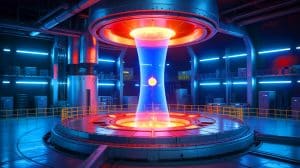 Illustration of First Light Fusion's FLARE process for nuclear fusion energy production.