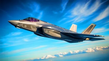 Illustration of Lockheed Martin's advanced fifth-generation-plus F-35 fighter jet in development.