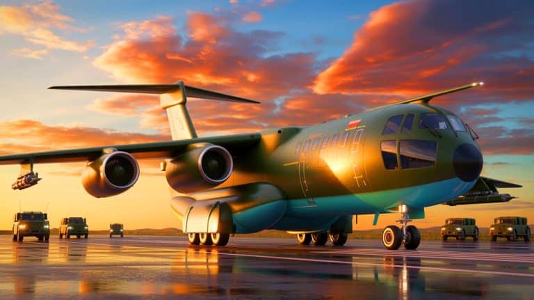 Illustration of the WindRunner aircraft designed by Radia for transporting oversized military equipment without disassembly.