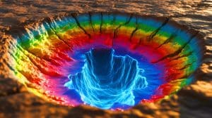 Illustration of vast natural hydrogen reserves beneath the Earth's surface.