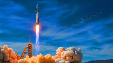 Illustration of the U.S. military's new satellite constellation designed to enhance missile defense and secure communications.
