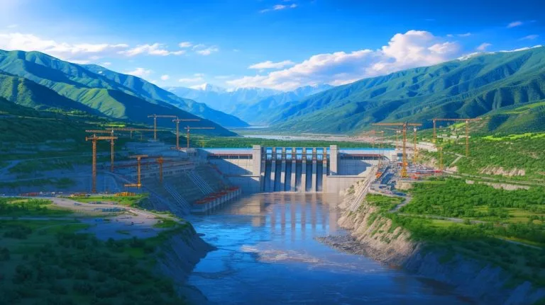 Illustration of the Motuo Dam project on the Yarlung Tsangpo River in Tibet.