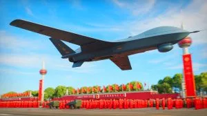 Illustration of China's new Type B uncrewed combat air vehicle showcased during a military parade in Beijing.