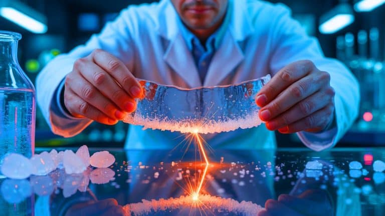 “Your Electric Bills Are Dead”: Chinese Scientists Discover Salt Water Breakthrough That Generates Power From Frozen Waste And Destroys Energy Companies Illustration of bending salty ice generating electricity.