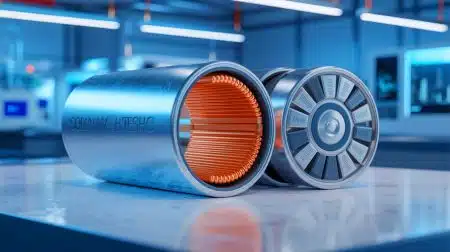 Illustration of a sodium metal battery utilizing a new solid electrolyte for enhanced safety and efficiency.