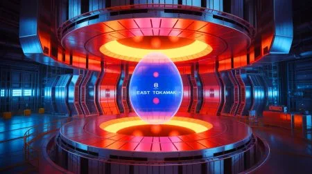 Illustration of the Experimental Advanced Superconducting Tokamak achieving a record-breaking plasma operation.