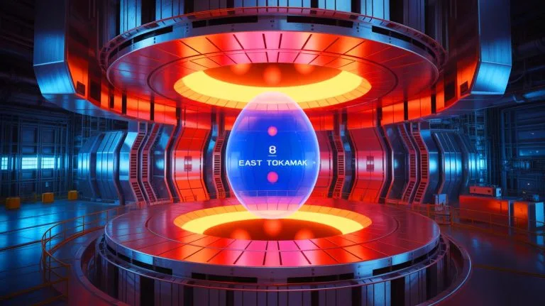 Illustration of the Experimental Advanced Superconducting Tokamak achieving a record-breaking plasma operation.