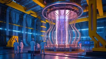 Illustration of the ITER reactor's superconducting wires being tested for durability and performance.