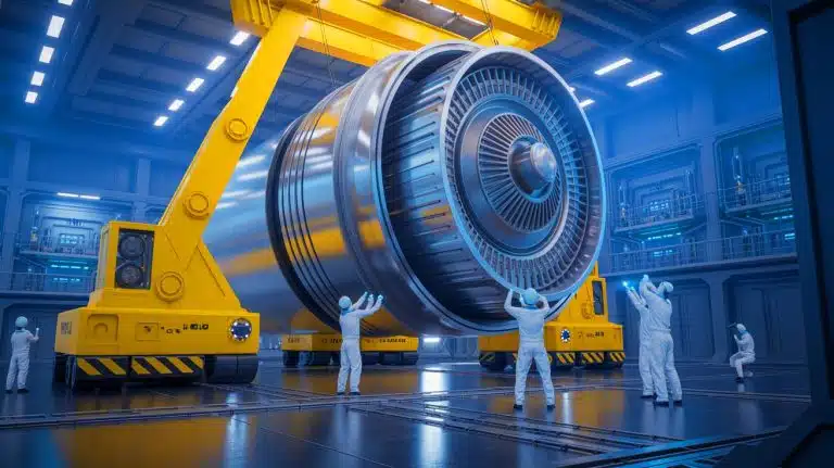 Illustration of the Central Solenoid magnet installed at the ITER project in southern France.