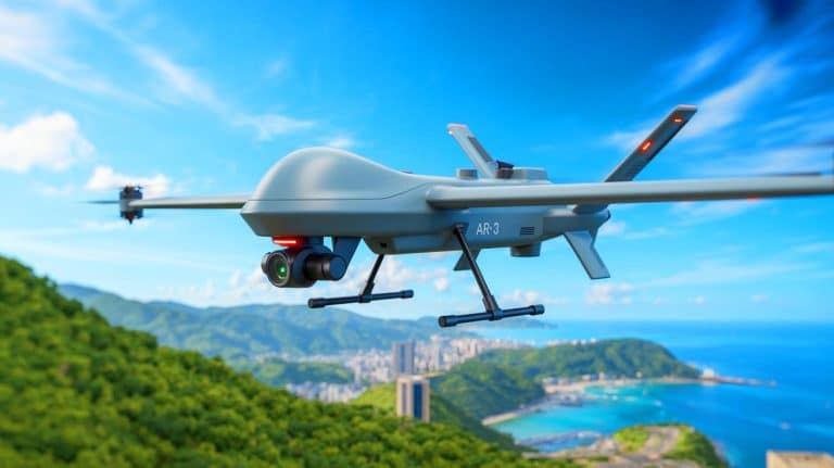 Illustration of the AR3 drone, a key player in Taiwan's defense strategy.