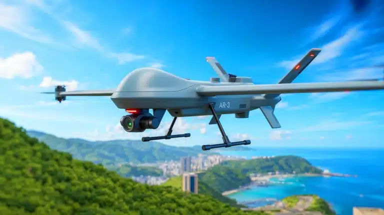 Illustration of the AR3 drone, a key player in Taiwan's defense strategy.