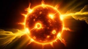 Illustration of the Sun experiencing an unexpected surge in solar activity.