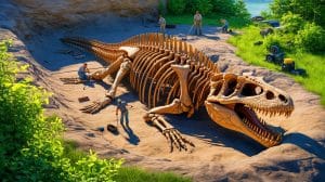 Illustration of a mosasaur fossil discovery at Edelman Fossil Park in New Jersey.