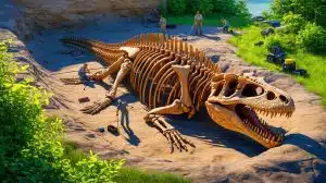 Illustration of a mosasaur fossil discovery at Edelman Fossil Park in New Jersey.