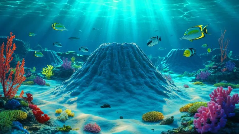 Illustration of the mysterious underwater volcano-like structures formed by volcano worms off the coast of North Wales.
