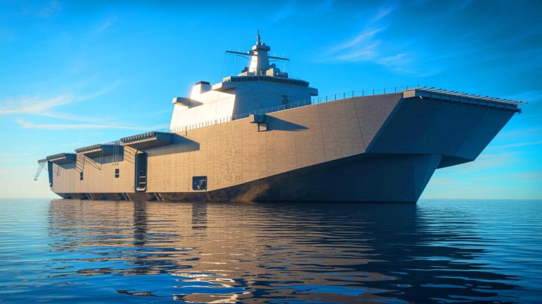“This Ship Carries More Than A C-17 Cargo Plane”: U.S. Navy Unveils Colossal Assault Vessel That Hauls 1.2 Million Pounds Of Military Equipment Illustration of the U.S. Navy's new assault ship capable of carrying over 1.2 million pounds.