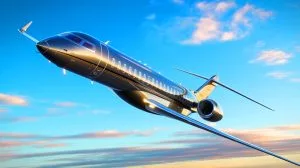 Illustration of the Bombardier Global 8000, the fastest and most luxurious private jet in the world.