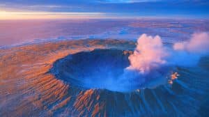 Illustration of a mysterious crater in the Siberian permafrost.