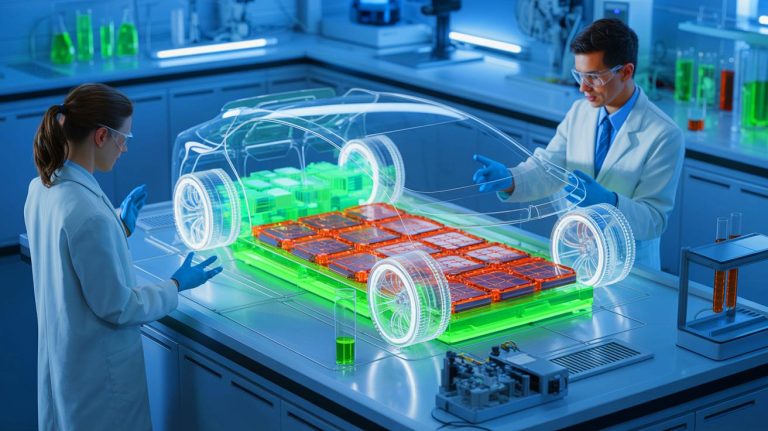 “MIT’s Harry Potter Battery Dissolves Like Magic”: Self-Assembling Material Uses Kevlar-Based Molecules That Recycle EV Batteries in Organic Solvent Illustration of an innovative self-assembling battery material designed for efficient recycling of electric vehicle batteries.
