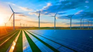 Illustration of the global clean energy race between the United States and China.