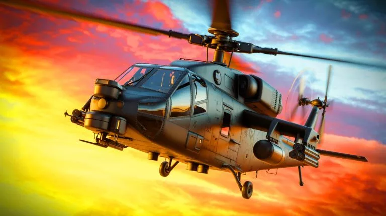 Illustration of the AN/ARC-231A Multi-mode Aviation Radio Set enhancing communication capabilities in U.S. Army attack helicopters.