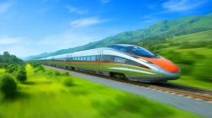 Illustration of a high-speed train in Shandong province, China.