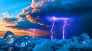 “Turns Out Ice Makes Power”: Scientists Discover Hidden Electrical Force That Could Finally Explain How Lightning Forms (And It’s Shockingly Simple) Illustration of the Flexoelectric Effect in Ice Generating Electricity During Deformation.