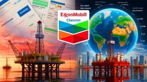 Exxon and Chevron Chart Different Courses Amid Global Oil Surplus, Affecting Energy Markets and Consumer Prices Illustration of ExxonMobil and Chevron's divergent strategies amid a looming global oil surplus.