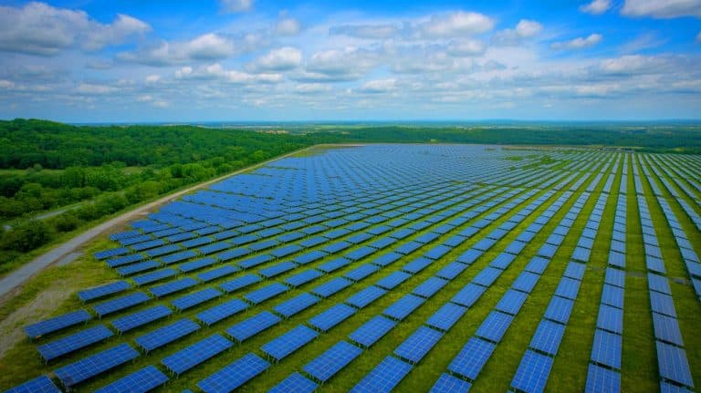 Illustration of a solar farm on a former landfill site in Baltimore County, Maryland.