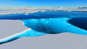 Illustration of hidden subglacial lakes in Antarctica revealed by satellite technology.