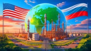 Illustration of fluctuating oil prices amid geopolitical tensions and sanctions on Russian oil companies.