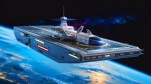 “Orbital Aircraft Carrier Revealed”: U.S. Space Force And Startup Gravitics Plan To Launch A Game-Changing Platform For Rapid Satellite Deployment And Space Superiority Illustration of an orbital aircraft carrier developed by Gravitics in collaboration with the U.S. Space Force.