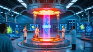 Illustration of the role of artificial intelligence in advancing nuclear fusion research for clean energy solutions.