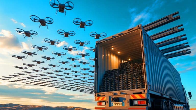 “They Pushed One Button”: China’s New Drone System Can Launch Thousands at Once—and the World’s Militaries Are Alarmed Illustration of China's Automated Drone Swarm Container System Deploying Thousands of Drones.
