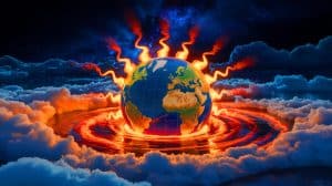 Illustration of Earth Surpassing the 1.5°C Warming Threshold Marking a New Climate Era.